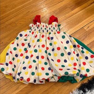 Colorful Polka Dot Dress with Red Straps